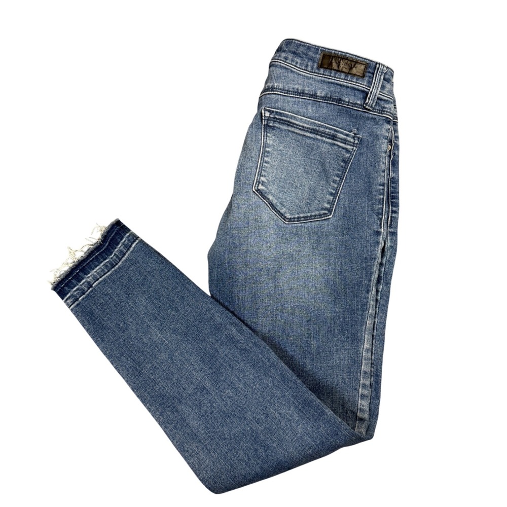 Kenneth Cole New York Womens Skinny‎ Jeans Medium Wash Raw Frayed Hem Size 4